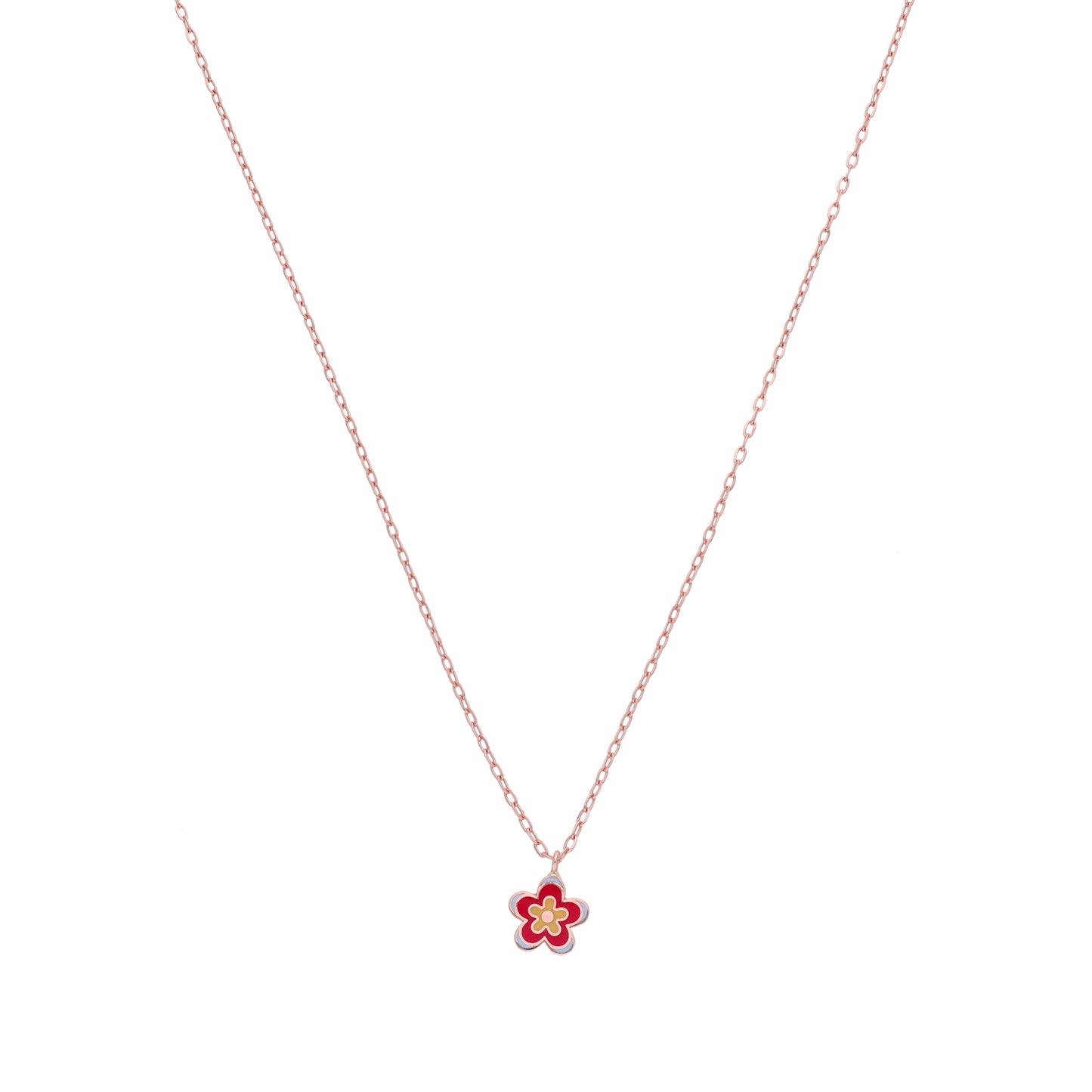 18KT Gold Red Flower Chain for Kids