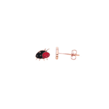 Gold Lady Bug Earrings for Kids